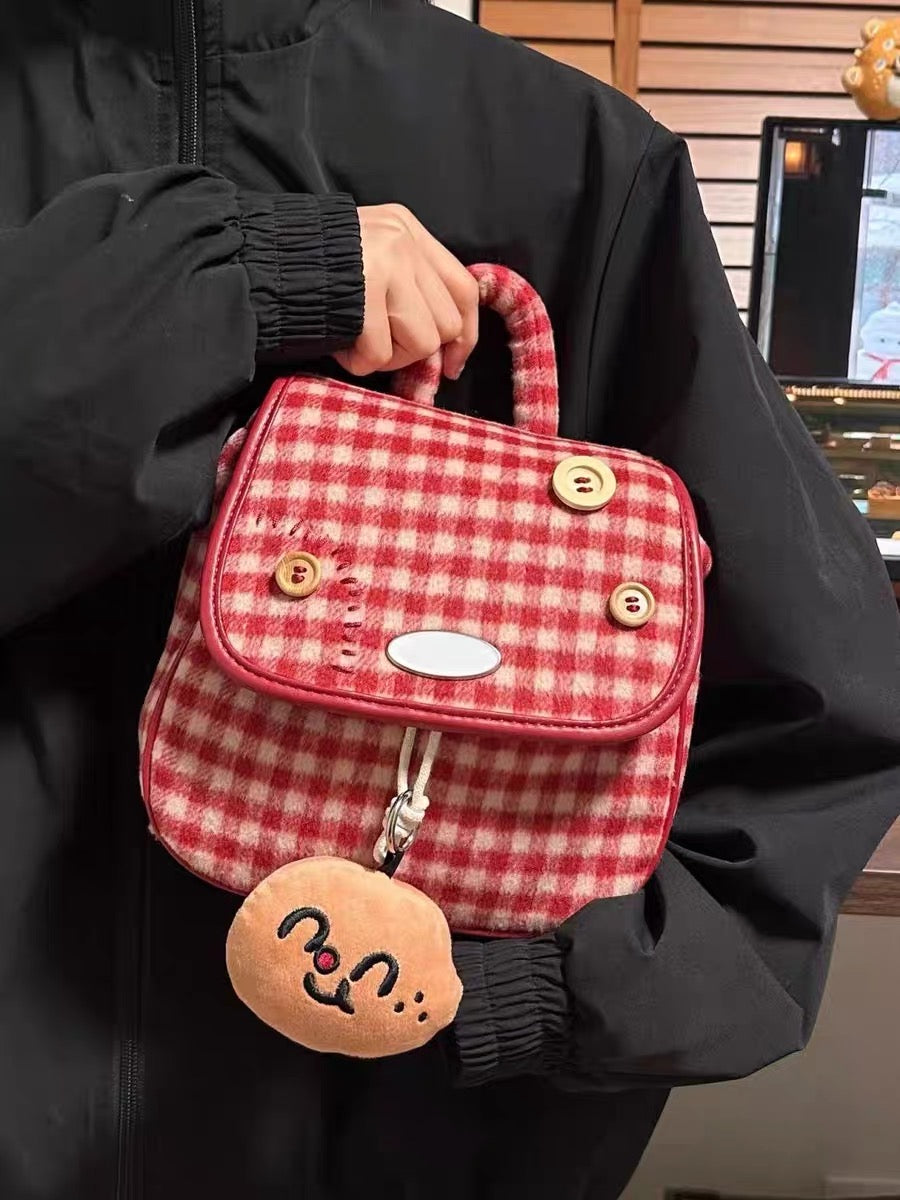 Vintage Cute Backpack with A Potato Pendant