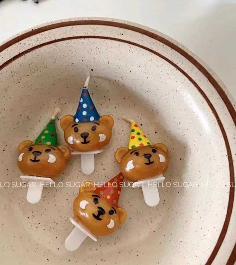 4X Bear Shap Birthday Candle