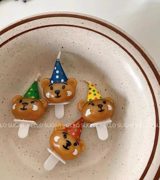 4X Bear Shap Birthday Candle