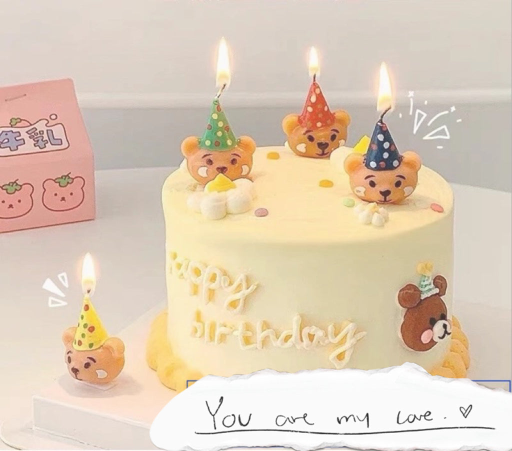 4X Bear Shap Birthday Candle