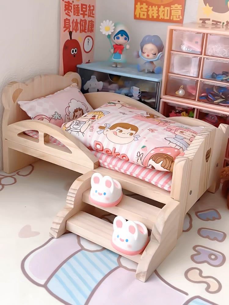 Mini Wooden Bed for Dolls/Pets