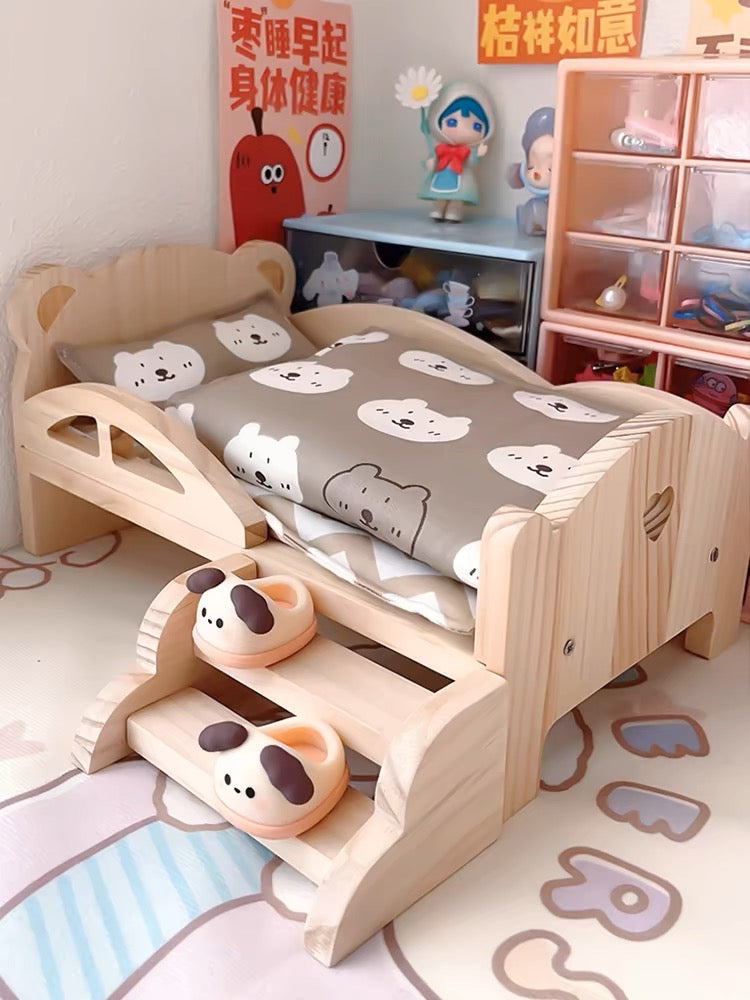 Mini Wooden Bed for Dolls/Pets