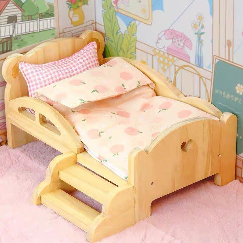 Mini Wooden Bed for Dolls/Pets