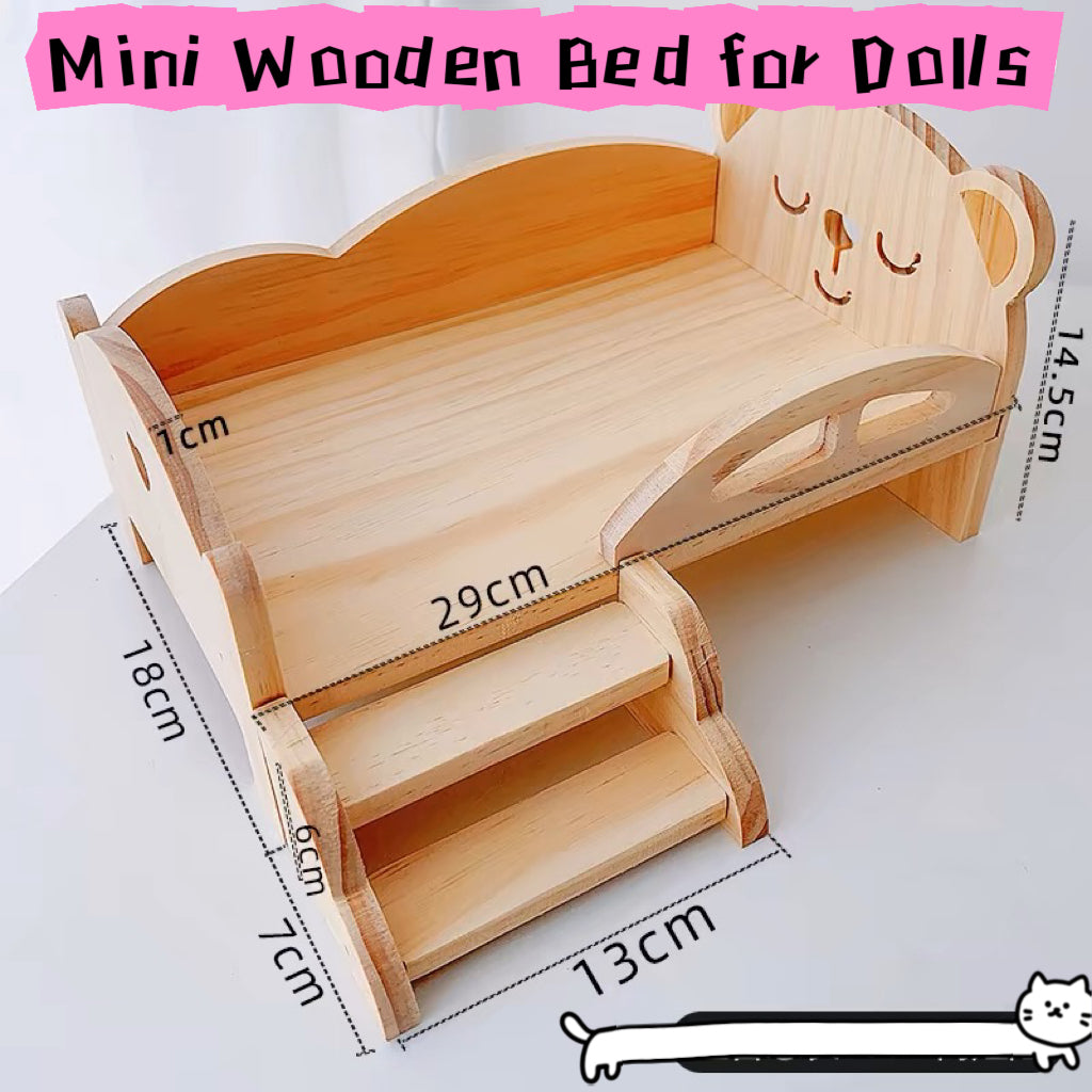 Mini Wooden Bed for Dolls/Pets