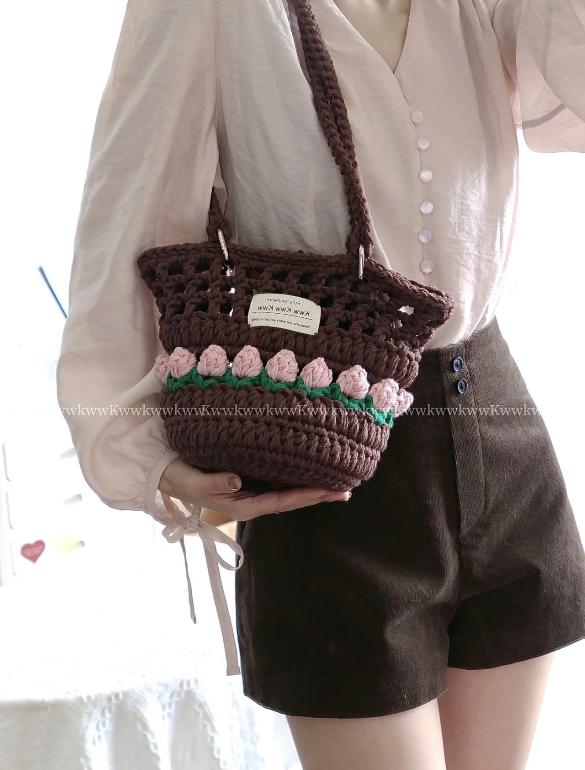 Handmade Tulip Drawstring Bag