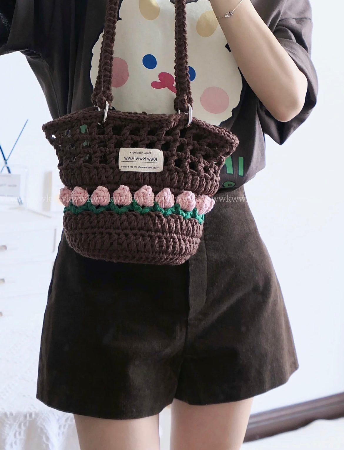 Handmade Tulip Drawstring Bag